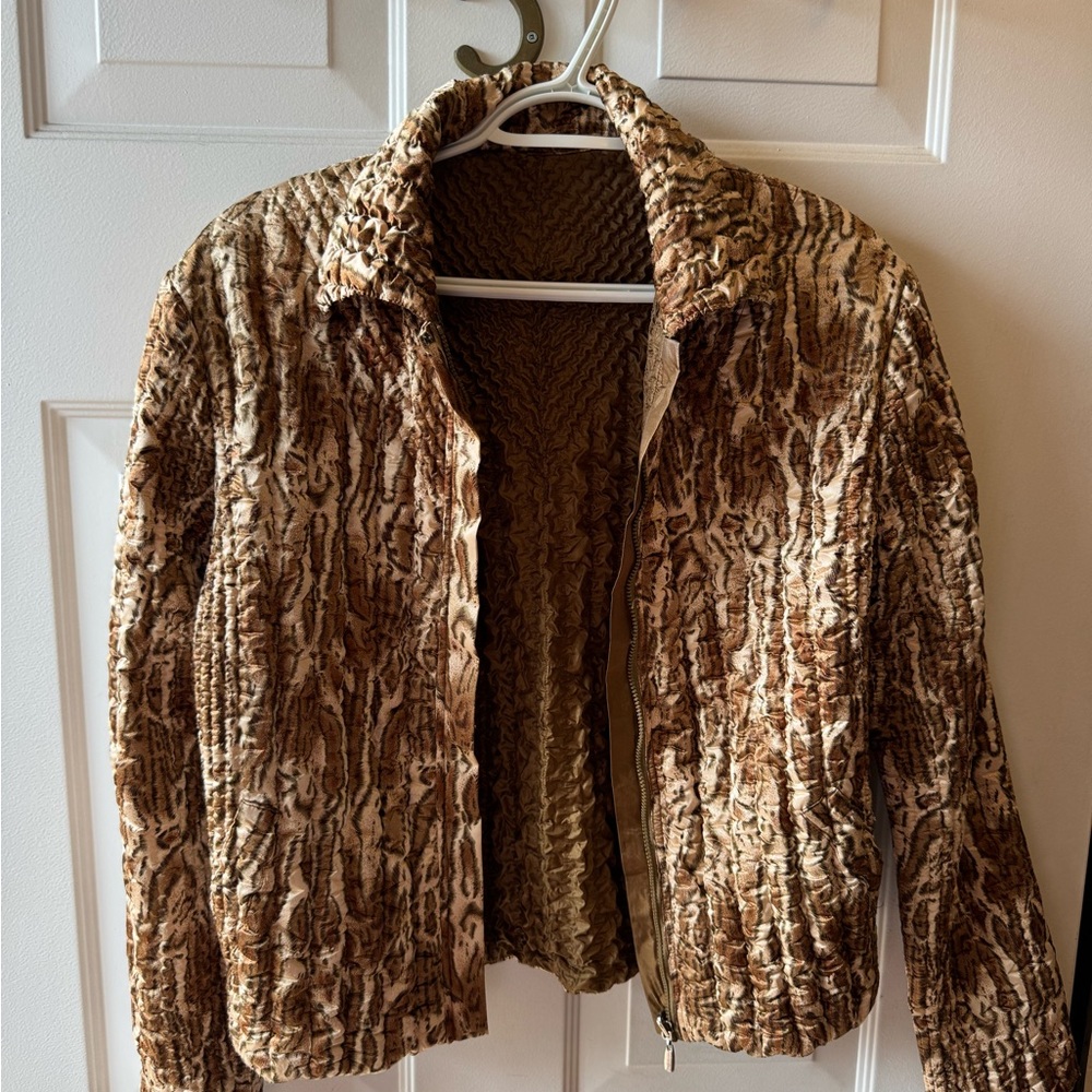 Brown Textured Women's Jacket